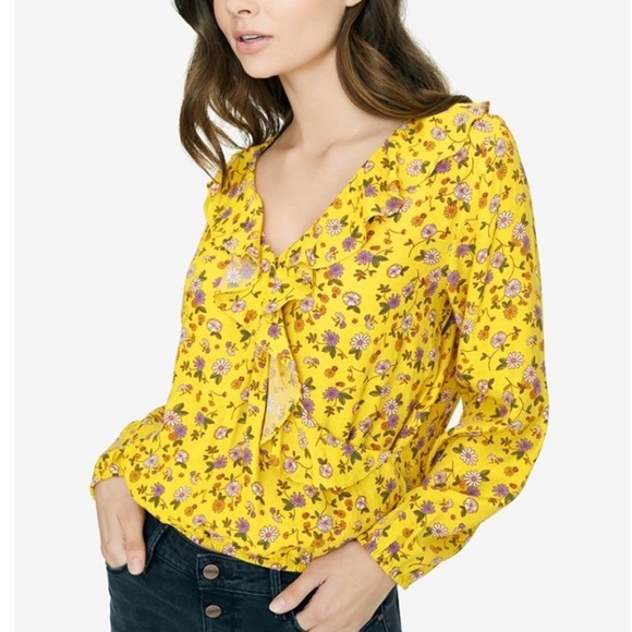 SANCTUARY Floral print woman yellow blouse/ size S - Picture 1 of 6